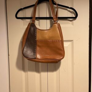 Bohemian Brown Leather Shoulder Handbag Purse.